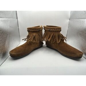 Minnetonka Ankle Boots Moccasins Zip Back Suede Women's SZ 6‎